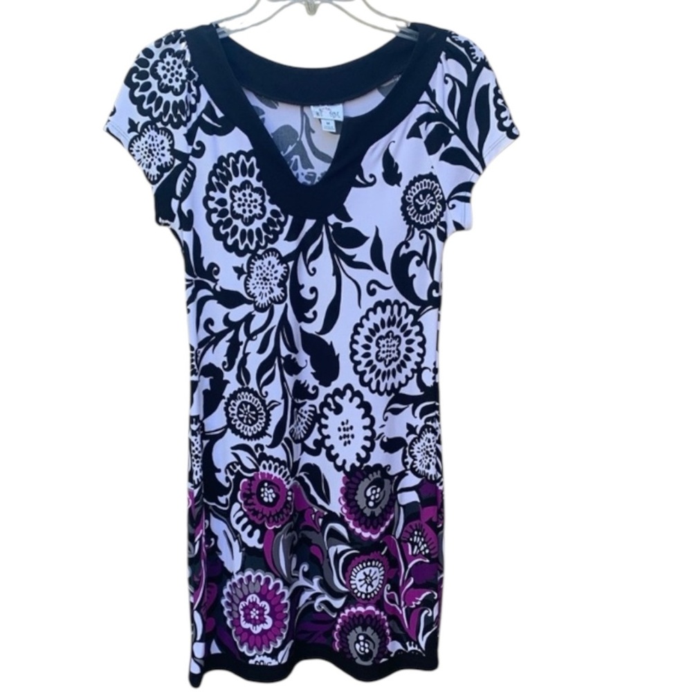 Sweet Storm Black, White, and Pink Floral Dress Size M. In Excellent Condition.
